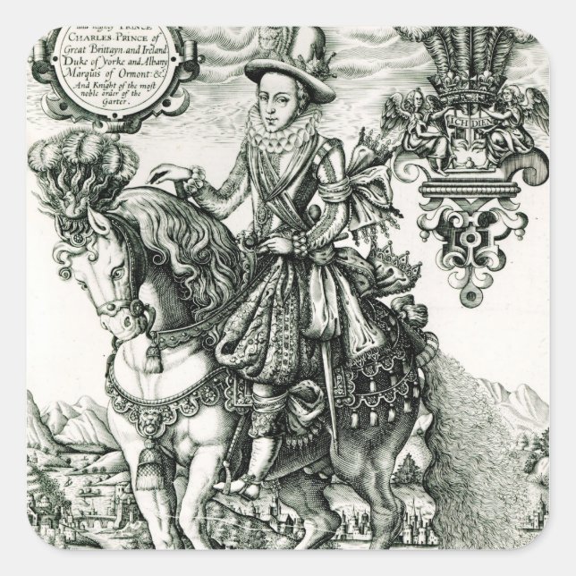 Pegatina Cuadrada Retrato de Carlos I como Príncipe (Anverso)