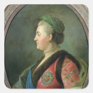 Pegatina Cuadrada Retrato de Catherine II de Rusia