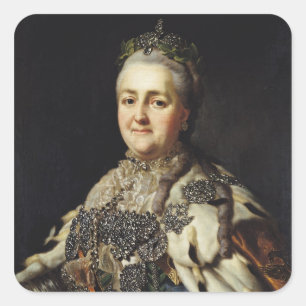 Pegatina Cuadrada Retrato de Catherine II de Rusia 2