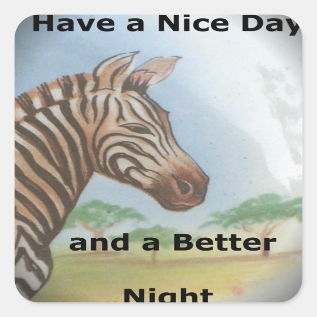 Pegatina Cuadrada Retrato de cebra, Amboseli: El espíritu de Savan (Anverso)