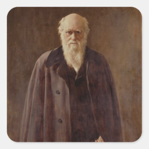 Pegatina Cuadrada Retrato de Charles Darwin 1883