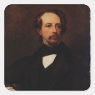 Pegatina Cuadrada Retrato de Charles Dickens 1855