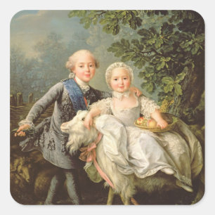 Pegatina Cuadrada Retrato de Charles Felipe de Francia (1757-1836)