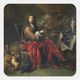 Pegatina Cuadrada Retrato de Charles Le Brun (1619-90) 1686 (aceite