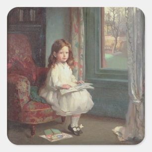 Pegatina Cuadrada Retrato de Clara Hughes, 1902 (aceite sobre lienzo