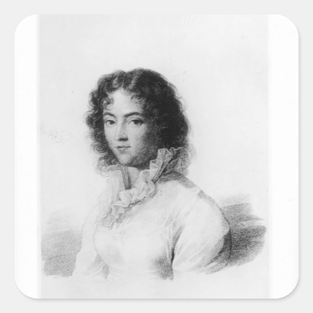 Pegatina Cuadrada Retrato de Constanze Mozart 1828 (Anverso)