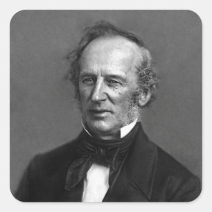 Pegatina Cuadrada Retrato de Cornelio Vanderbilt del comodoro circa