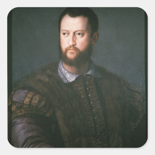 Pegatina Cuadrada Retrato de Cosimo I de'Medici, siglo XVI (Anverso)