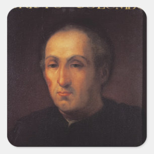 Pegatina Cuadrada Retrato de Cristóbal Colón