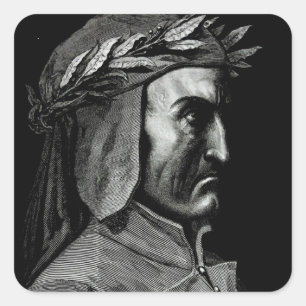 Pegatina Cuadrada Retrato de Dante Alighieri
