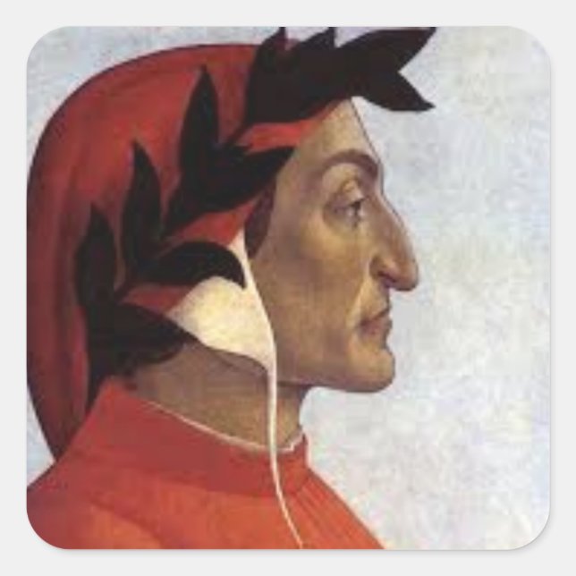 Pegatina Cuadrada Retrato de Dante Alighieri (Anverso)