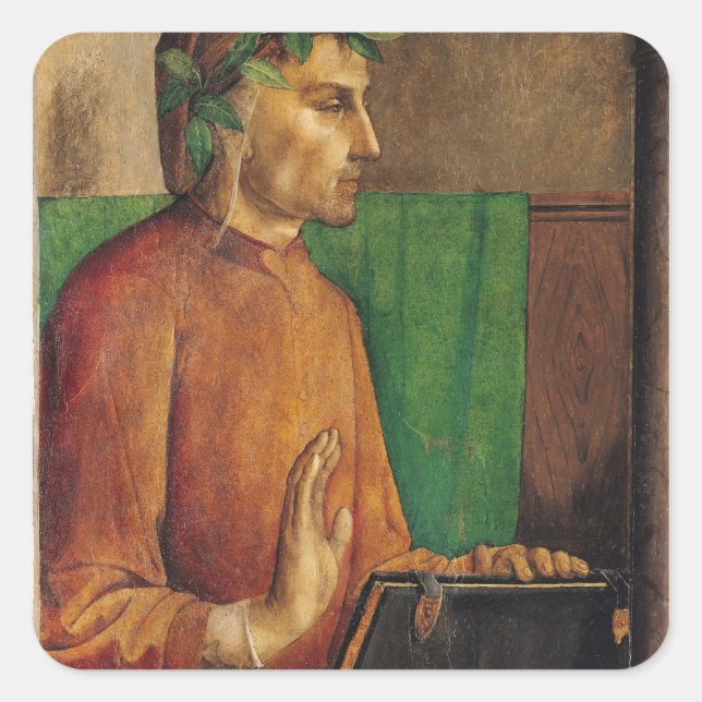 Pegatina Cuadrada Retrato de Dante Alighieri , c.1475 (Anverso)
