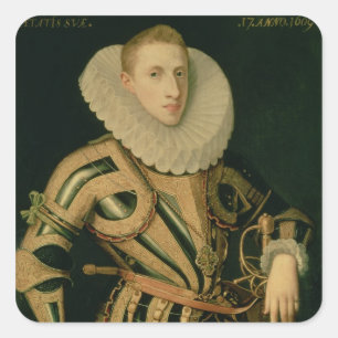 Pegatina Cuadrada Retrato de Diego de Villamayor, 1609