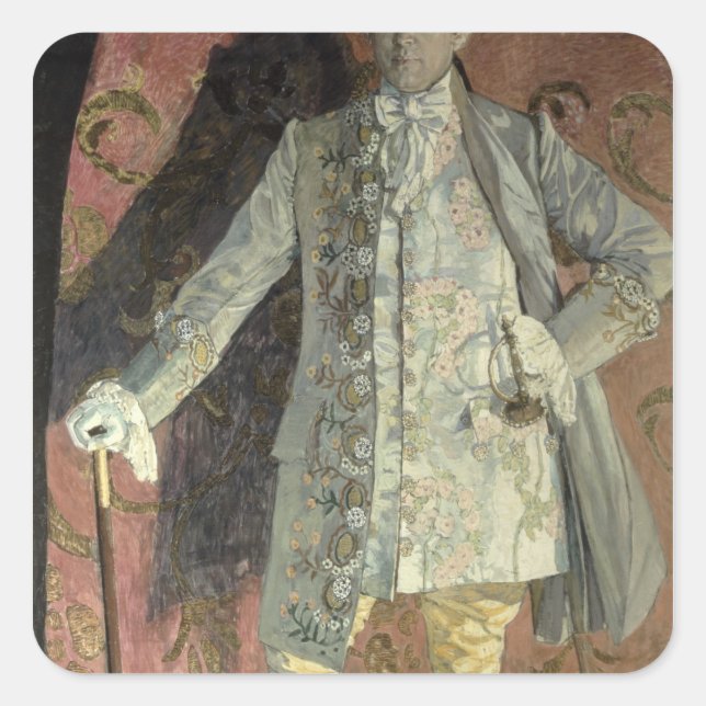 Pegatina Cuadrada Retrato de Dmitry Smirnov (Anverso)