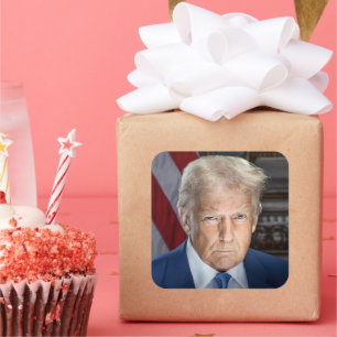 Pegatina Cuadrada Retrato de Donald Trump, presidente de Estados Uni