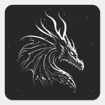 Retrato de dragón minimalista, blanco y negro