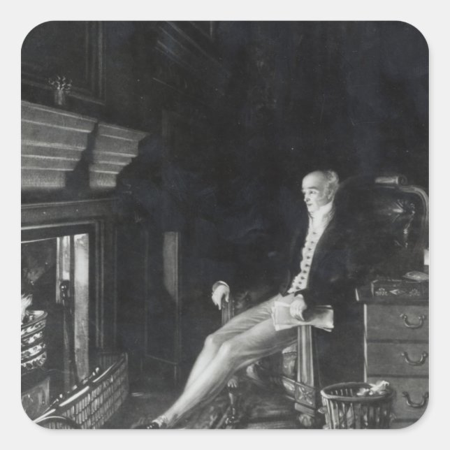 Pegatina Cuadrada Retrato de Earl Gray (Anverso)