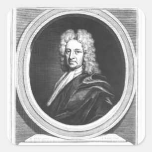 Pegatina Cuadrada Retrato de Edmond Halley