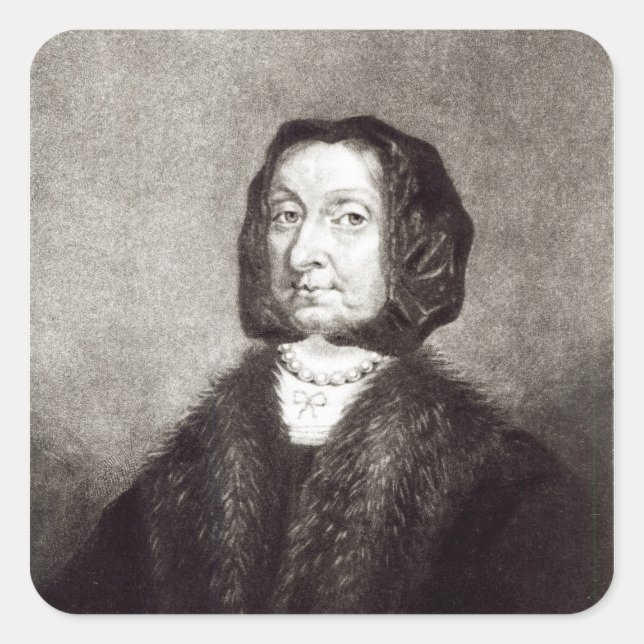 Pegatina Cuadrada Retrato de Elizabeth Cromwell (Anverso)