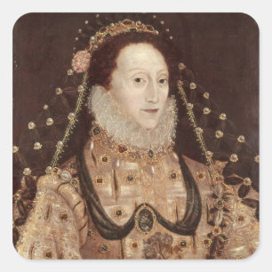 Pegatina Cuadrada Retrato de Elizabeth I c.1575-80
