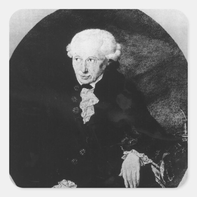 Pegatina Cuadrada Retrato de Emmanuel Kant (Anverso)