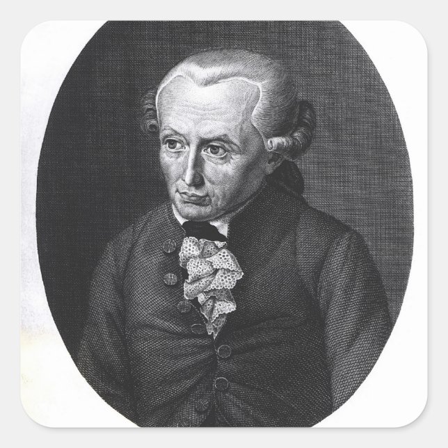 Pegatina Cuadrada Retrato de Emmanuel Kant (Anverso)