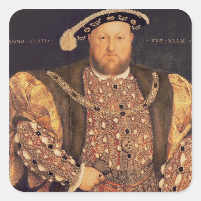 Pegatina Cuadrada Retrato de Enrique VIII de 49 años, 1540 (Anverso)