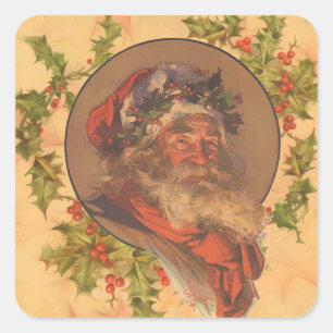 Pegatina Cuadrada Retrato de época de los Navidades de Santa Claus