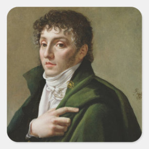 Pegatina Cuadrada Retrato de Etienne-Enrique Mehul 1799