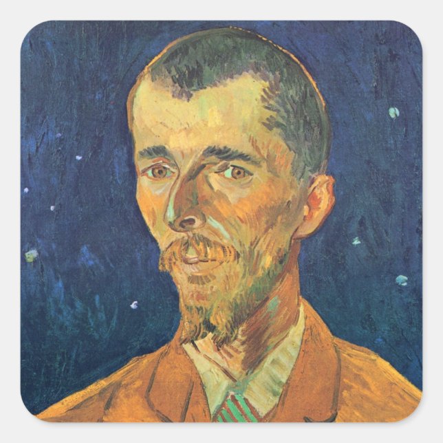 Pegatina Cuadrada Retrato de Eugene Boch por Vincent van Gogh (Anverso)