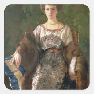 Pegatina Cuadrada Retrato de Ewfimia Nosova, 1911