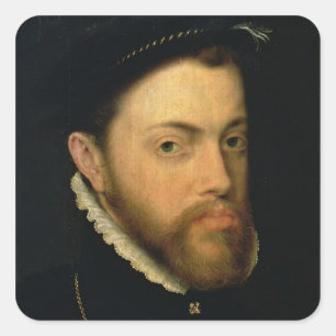 Pegatina Cuadrada Retrato de Felipe II de España