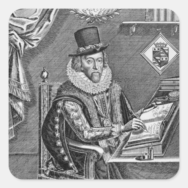 Pegatina Cuadrada Retrato de Francis Bacon (1561-1626) (Anverso)