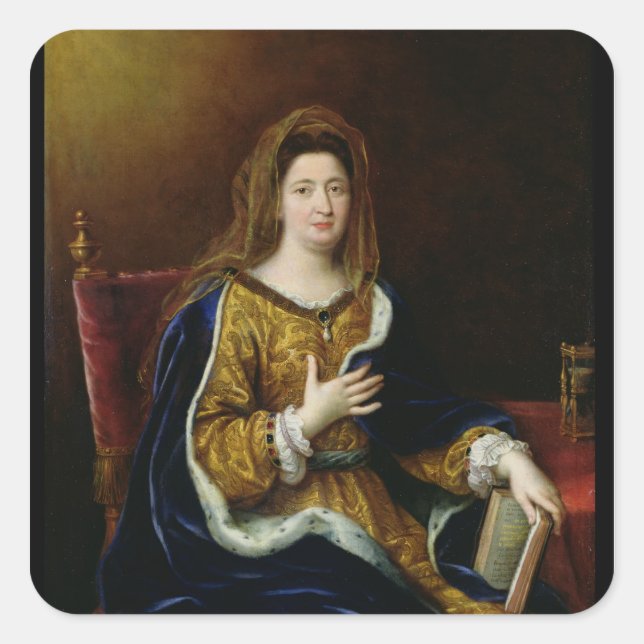 Pegatina Cuadrada Retrato de Francoise d'Aubigne Marquise (Anverso)