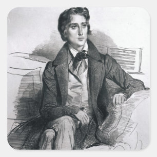 Pegatina Cuadrada Retrato de Franz Liszt agosto 1832