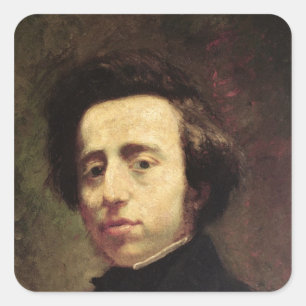 Pegatina Cuadrada Retrato de Frederic Chopin 2