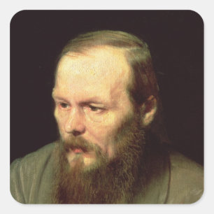 Pegatina Cuadrada Retrato de Fyodor Dostoyevsky 1872