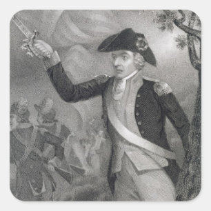 Pegatina Cuadrada Retrato de general Francisco Marion en la batalla