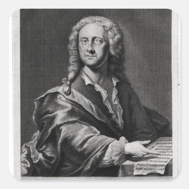 Pegatina Cuadrada Retrato de Georg Philipp Telemann (Anverso)