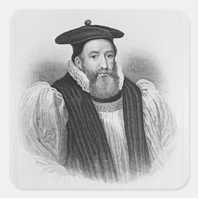 Pegatina Cuadrada Retrato de George Abbot Arzobispo de (Anverso)