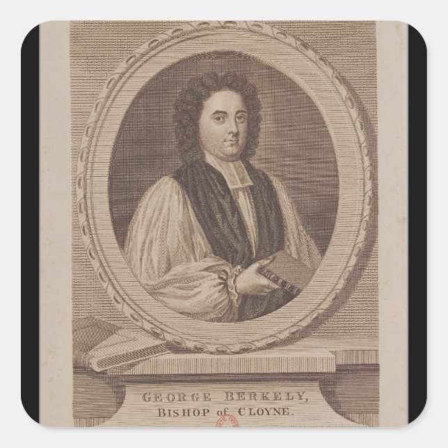 Pegatina Cuadrada Retrato de George Berkeley Bishop (Anverso)
