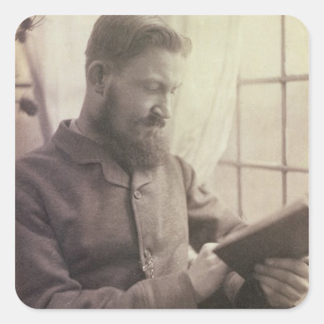 Pegatina Cuadrada Retrato de George Bernard Shaw (1856-1950) como Y (Anverso)