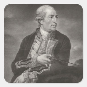 Pegatina Cuadrada Retrato de George Farmer (1732-79) Capitán de HMS
