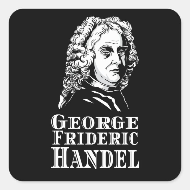 Pegatina Cuadrada Retrato de George Frideric Handel (Anverso)