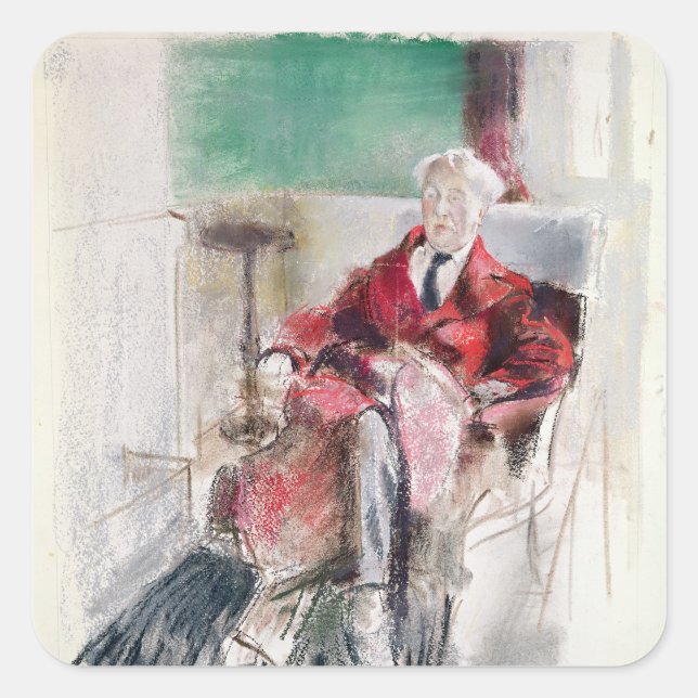 Pegatina Cuadrada Retrato de George Moore c.1920 (Anverso)