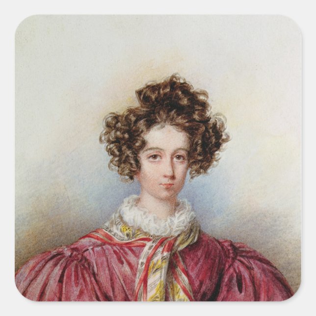 Pegatina Cuadrada Retrato de George Sand 1830 (Anverso)