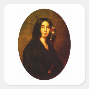 Pegatina Cuadrada Retrato de George Sand por Auguste Charpentier
