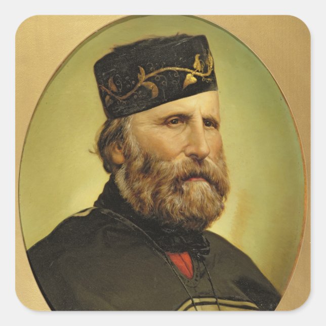 Pegatina Cuadrada Retrato de Giuseppe Garibaldi (Anverso)
