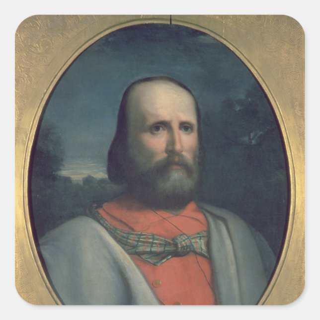 Pegatina Cuadrada Retrato de Giuseppe Garibaldi 2 (Anverso)