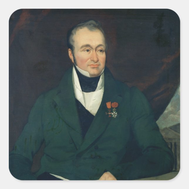 Pegatina Cuadrada Retrato de Guillaume Dupuytren (Anverso)